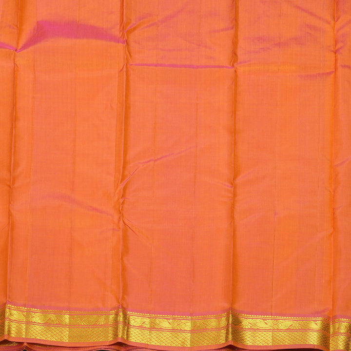 Hayagrivas Handloom Orange Kanjivaram Silk Saree with Pink Border KBF395F1-46