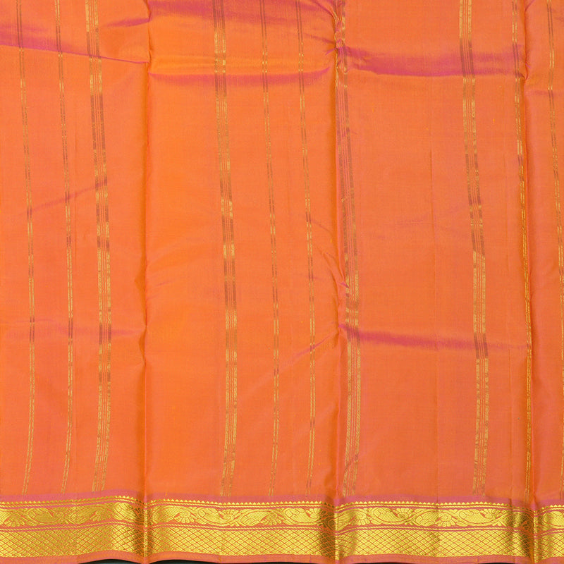 Hayagrivas Handloom Orange Kanjivaram Silk Saree with Pink Border KBF395F1-46