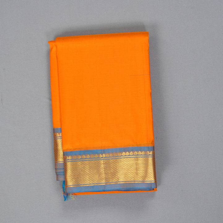 Hayagrivas Handloom Orange Kanjivaram Silk Saree with Ramar Blue Border KBF395F1-47