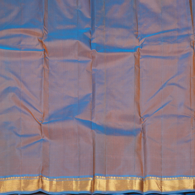 Hayagrivas Handloom Orange Kanjivaram Silk Saree with Ramar Blue Border KBF395F1-47