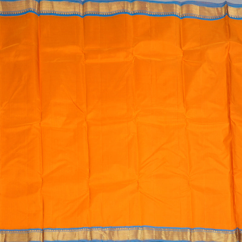 Hayagrivas Handloom Orange Kanjivaram Silk Saree with Ramar Blue Border KBF395F1-47
