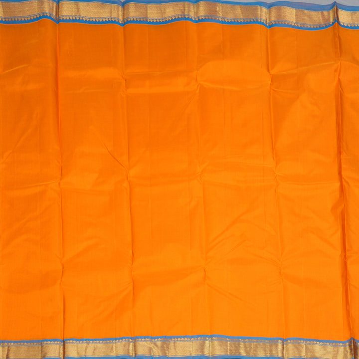 Hayagrivas Handloom Orange Kanjivaram Silk Saree with Ramar Blue Border KBF395F1-47