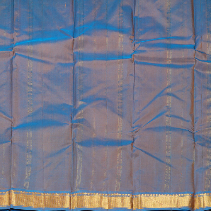 Hayagrivas Handloom Orange Kanjivaram Silk Saree with Ramar Blue Border KBF395F1-47