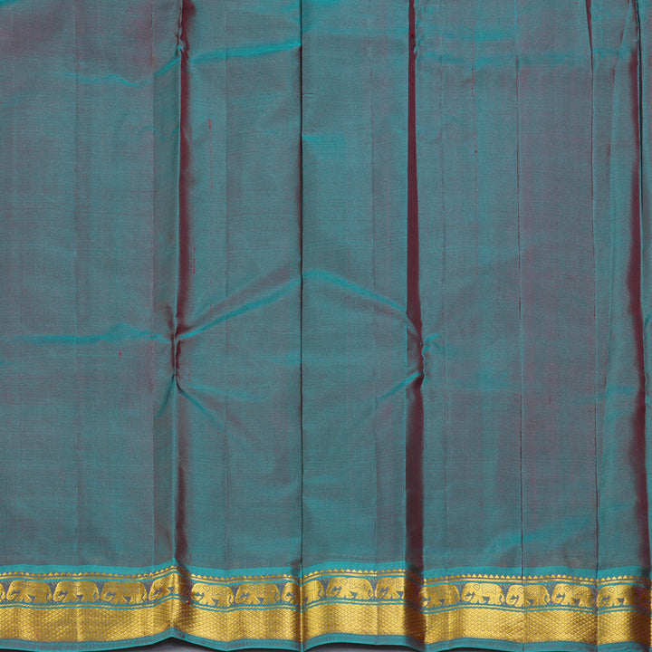 Hayagrivas Handloom Manthalir Kanjivaram Silk Saree with Dual Toned Blue Border KBF395F1-50