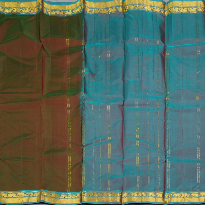 Hayagrivas Handloom Manthalir Kanjivaram Silk Saree with Dual Toned Blue Border KBF395F1-50