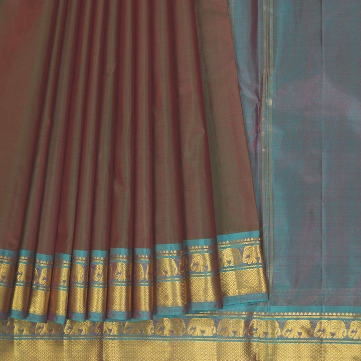 Hayagrivas Handloom Manthalir Kanjivaram Silk Saree with Dual Toned Blue Border KBF395F1-50