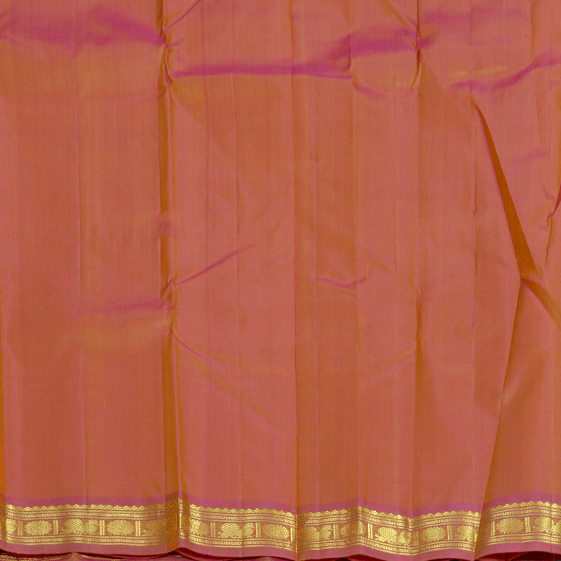 Hayagrivas Handloom Peach Orange Kanjivaram Silk Saree with Onion Pink Border KBF395F4-1