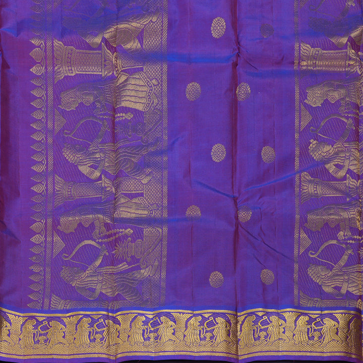 Hayagrivas Handloom Magenta Kanjivaram Silk Saree with Ganga Jamuna Border KBF395F5-1