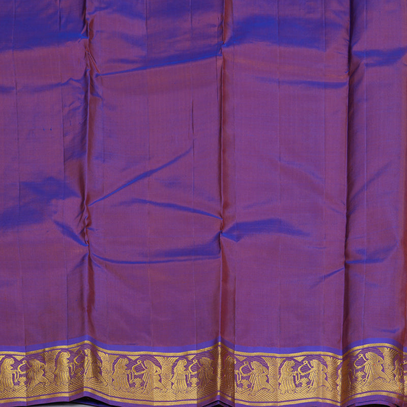 Hayagrivas Handloom Rust Orange Kanjivaram Silk Saree with Ganga Jamuna Border KBF395F5-3