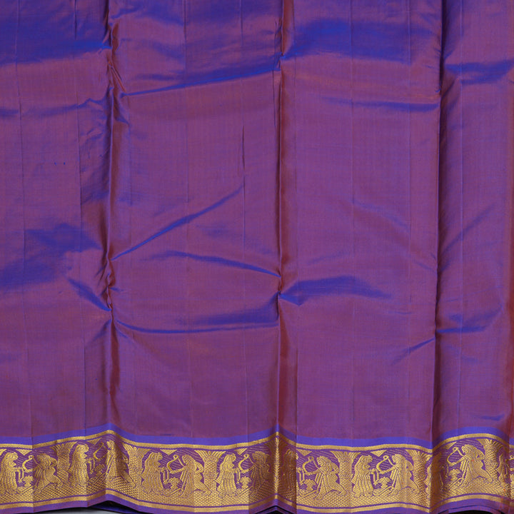 Hayagrivas Handloom Rust Orange Kanjivaram Silk Saree with Ganga Jamuna Border KBF395F5-3