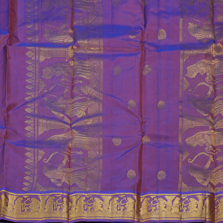 Hayagrivas Handloom Rust Orange Kanjivaram Silk Saree with Ganga Jamuna Border KBF395F5-3