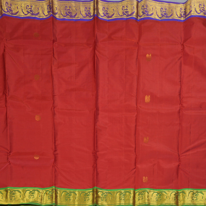 Hayagrivas Handloom Red Kanjivaram Silk Saree with Ganga Jamuna Border KBF395F5-6