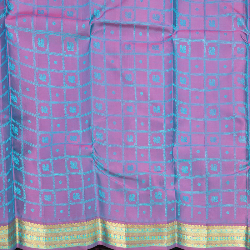 Hayagrivas Handloom Cream Kanjivaram Silk Saree with Blue-Purple Border KBF396F7-1