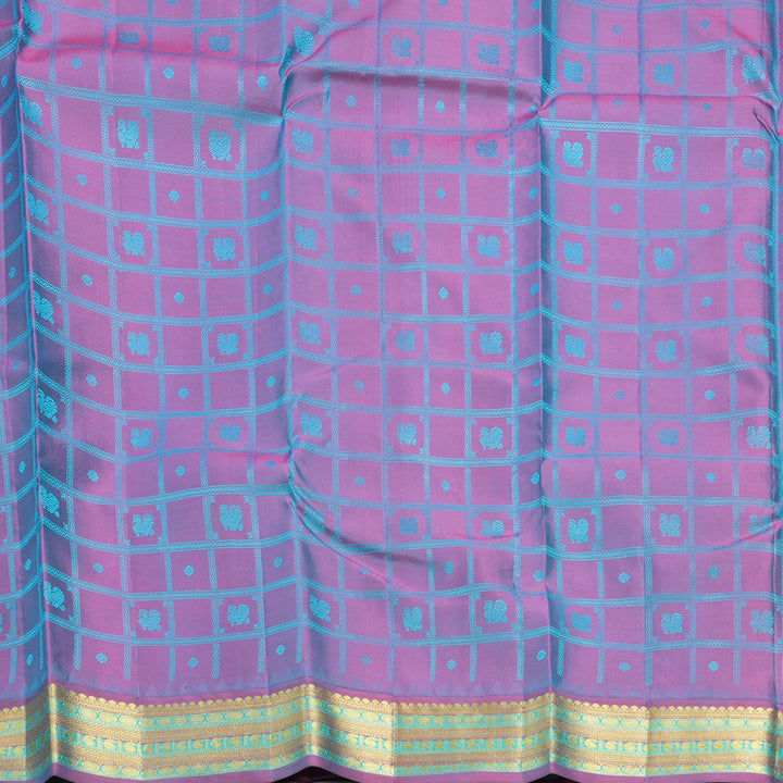 Hayagrivas Handloom Cream Kanjivaram Silk Saree with Blue-Purple Border KBF396F7-1
