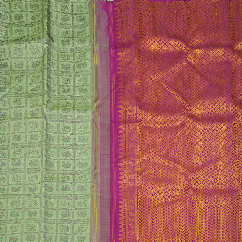 Hayagrivas Handloom Pista Green Kanjivaram Silk Saree KBF397F2-1