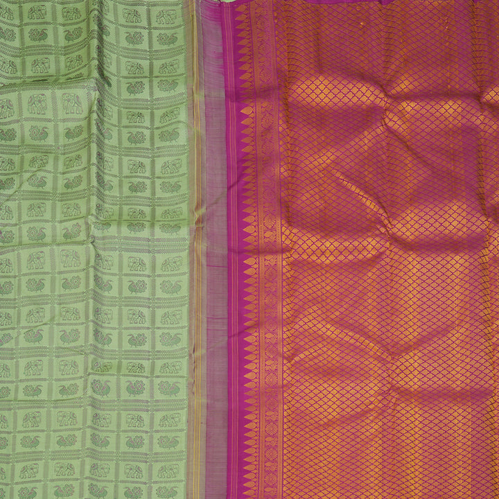 Hayagrivas Handloom Pista Green Kanjivaram Silk Saree KBF397F2-1