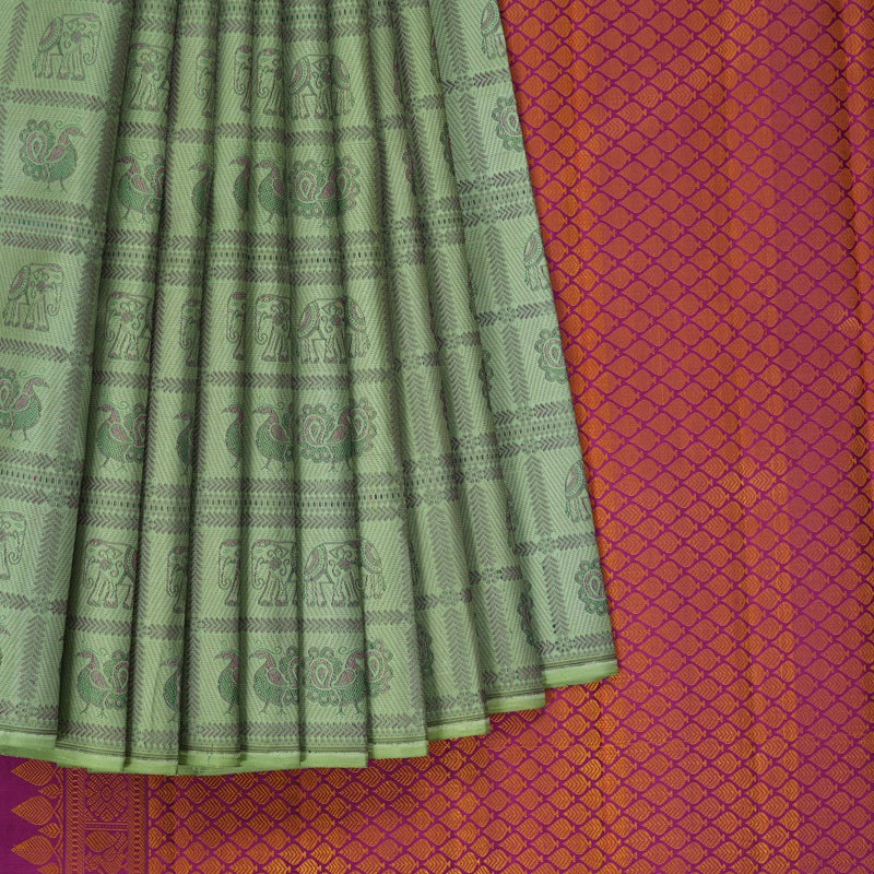 Hayagrivas Handloom Pista Green Kanjivaram Silk Saree KBF397F2-1