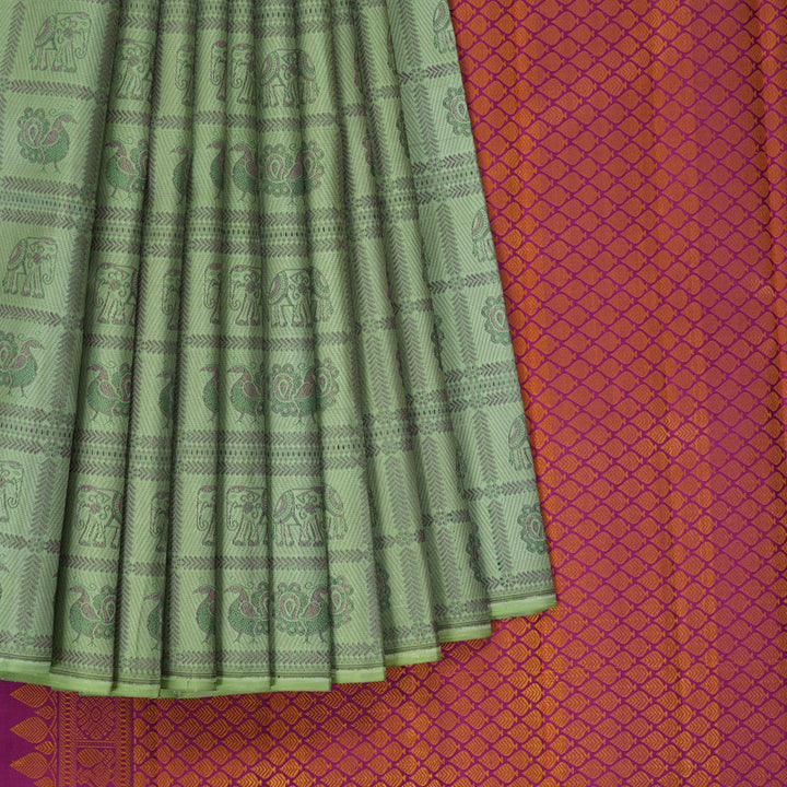 Hayagrivas Handloom Pista Green Kanjivaram Silk Saree KBF397F2-1
