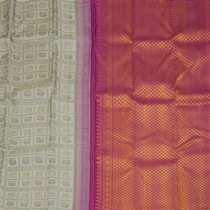 Hayagrivas Handloom Beige Kanjivaram Silk Saree KBF397F2-2