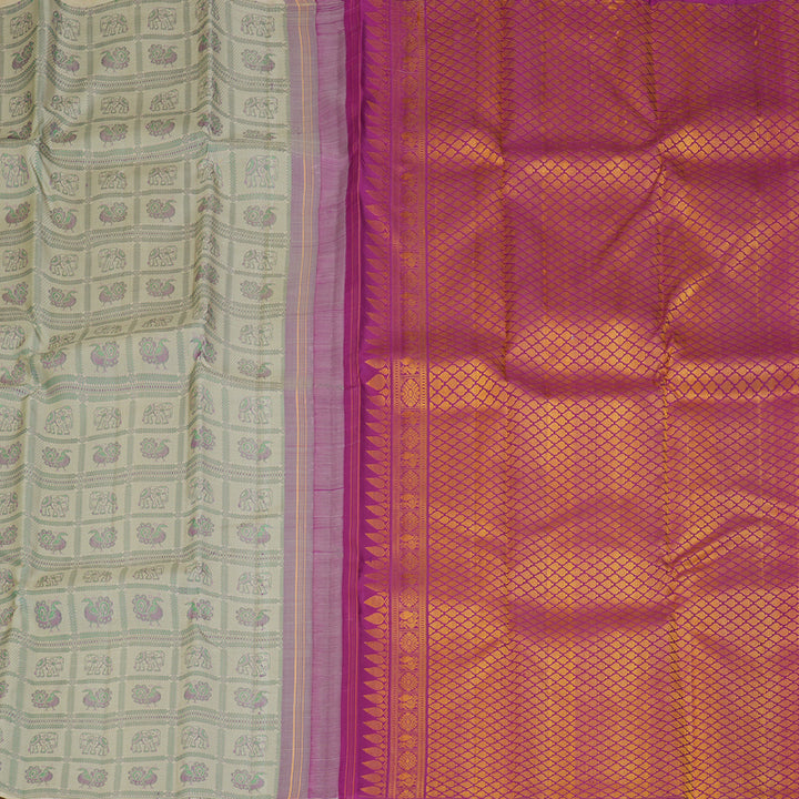 Hayagrivas Handloom Beige Kanjivaram Silk Saree KBF397F2-2