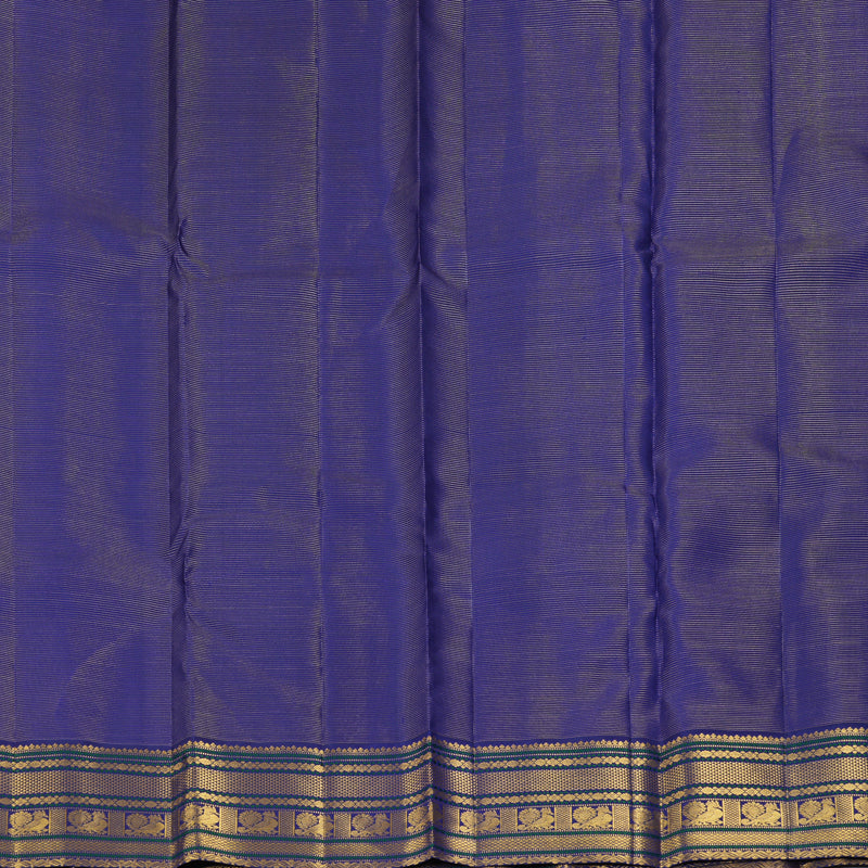 Hayagrivas Handloom Orange Kanjivaram Silk Saree with Ink Blue Border KBF398F2-1