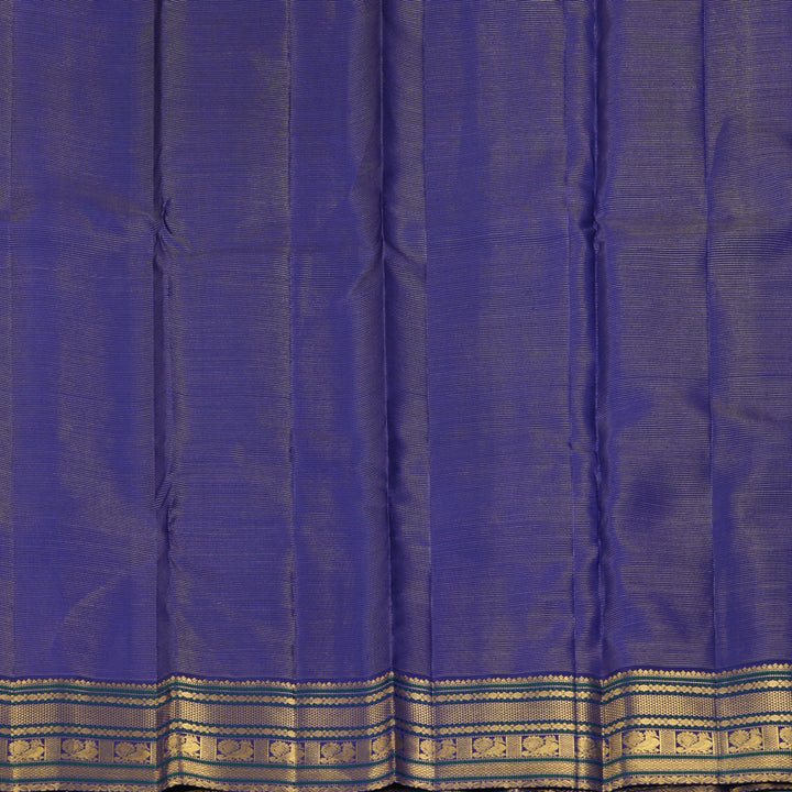 Hayagrivas Handloom Orange Kanjivaram Silk Saree with Ink Blue Border KBF398F2-1