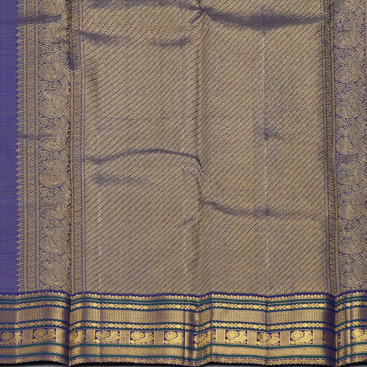 Hayagrivas Handloom Orange Kanjivaram Silk Saree with Ink Blue Border KBF398F2-1