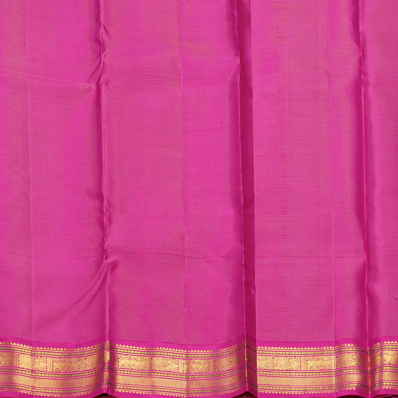Hayagrivas Handloom Bottle Green Kanjivaram Silk Saree with Rani Pink Border KBF398F2-2