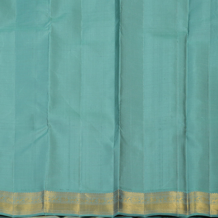Hayagrivas Handloom Rosewood Pink Kanjivaram Silk Saree with Greenish-Grey Border KBF39D3-1