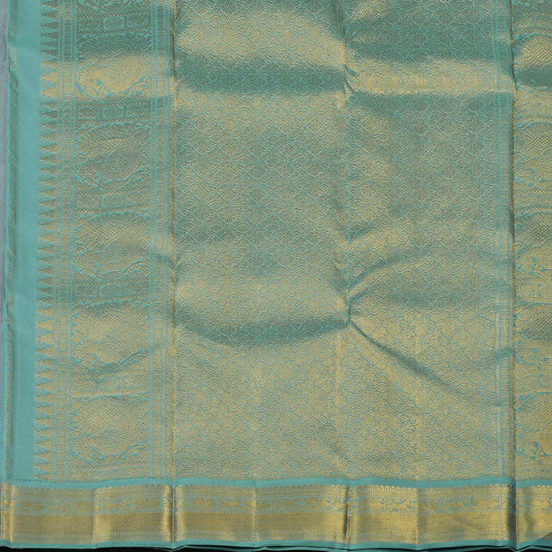 Hayagrivas Handloom Rosewood Pink Kanjivaram Silk Saree with Greenish-Grey Border KBF39D3-1