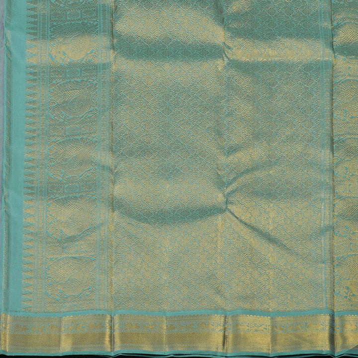 Hayagrivas Handloom Rosewood Pink Kanjivaram Silk Saree with Greenish-Grey Border KBF39D3-1