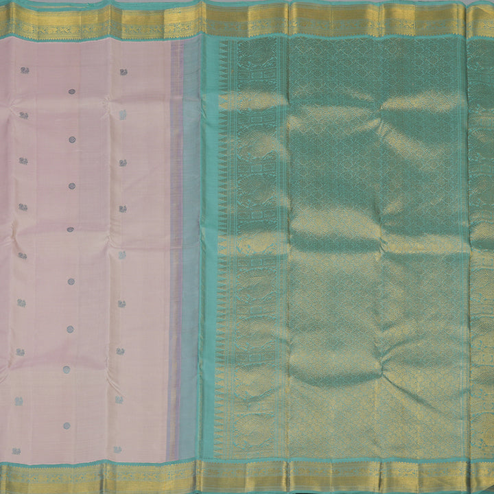 Hayagrivas Handloom Rosewood Pink Kanjivaram Silk Saree with Greenish-Grey Border KBF39D3-1