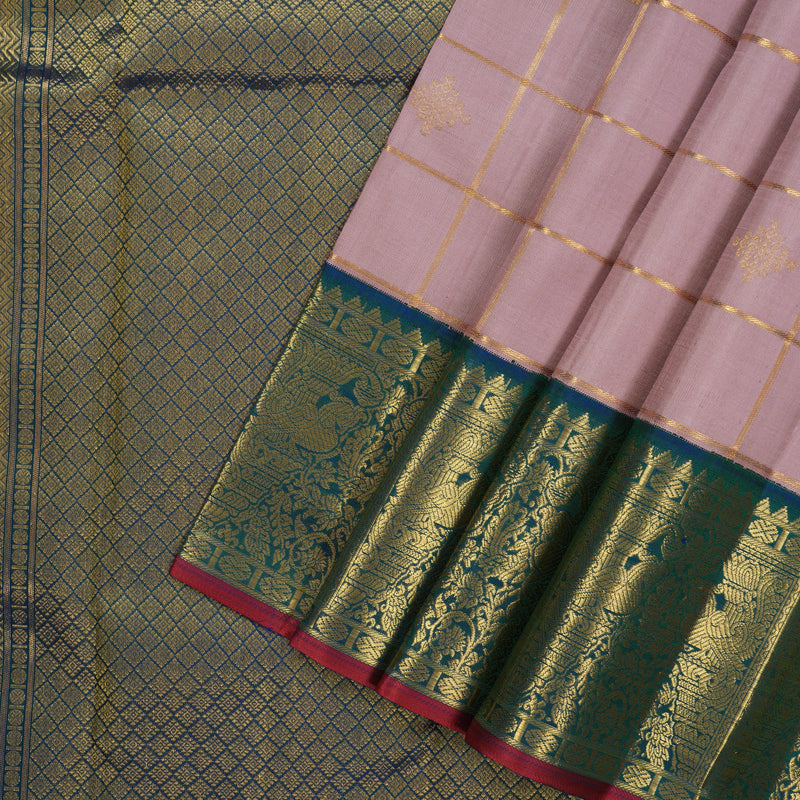 Hayagrivas Handloom Rosewood Pink Kanjivaram Silk Saree with Mayilkazhuthu Border KBF39D5-1