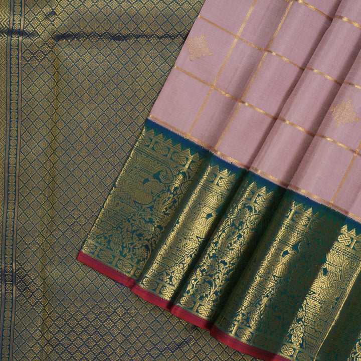 Hayagrivas Handloom Rosewood Pink Kanjivaram Silk Saree with Mayilkazhuthu Border KBF39D5-1
