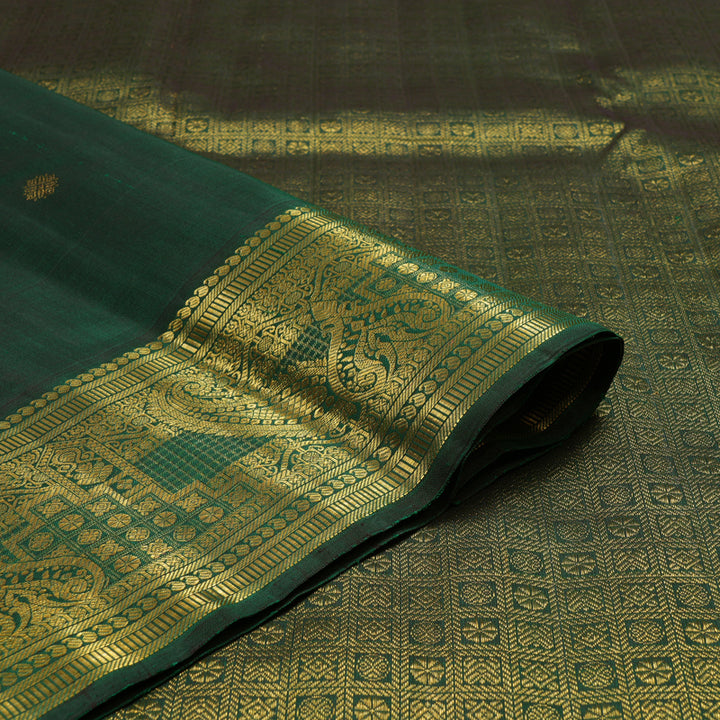 Hayagrivas Handloom Bottle Green Kanjivaram Silk Saree KBF39D7-1