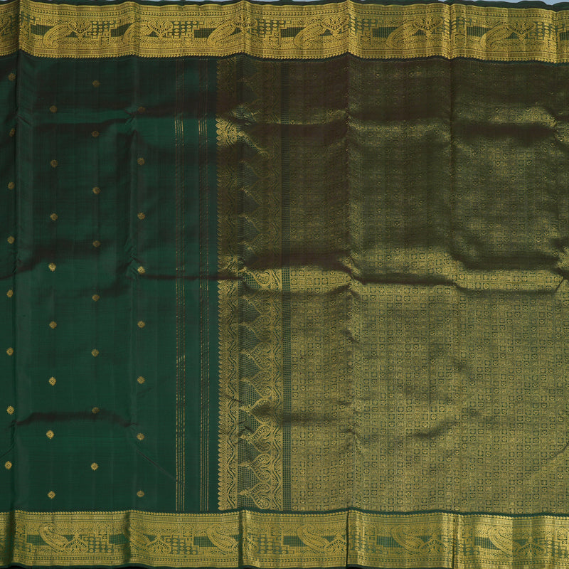 Hayagrivas Handloom Bottle Green Kanjivaram Silk Saree KBF39D7-1