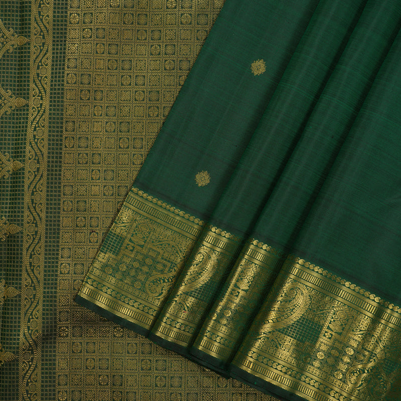 Hayagrivas Handloom Bottle Green Kanjivaram Silk Saree KBF39D7-1