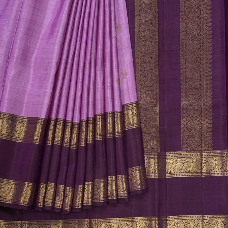 Hayagrivas Handloom Lavender Kanjivaram Silk Saree with Purple Border KBF401F1-1