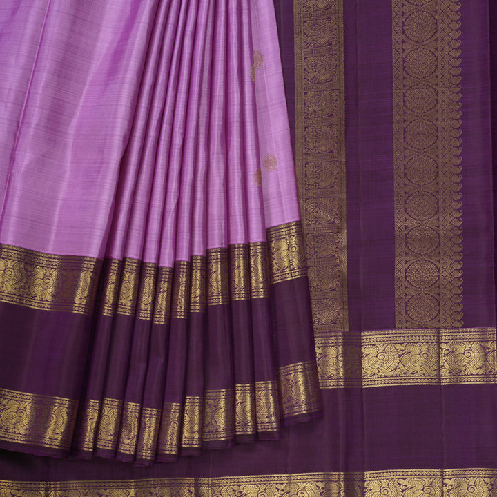 Hayagrivas Handloom Lavender Kanjivaram Silk Saree with Purple Border KBF401F1-1