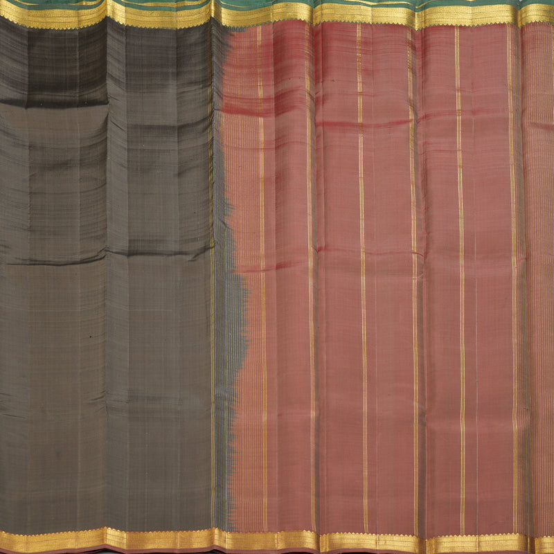 Hayagrivas Handloom Elephant Grey Kanjivaram Silk Saree KBF403F1-1