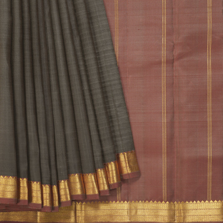 Hayagrivas Handloom Elephant Grey Kanjivaram Silk Saree KBF403F1-1
