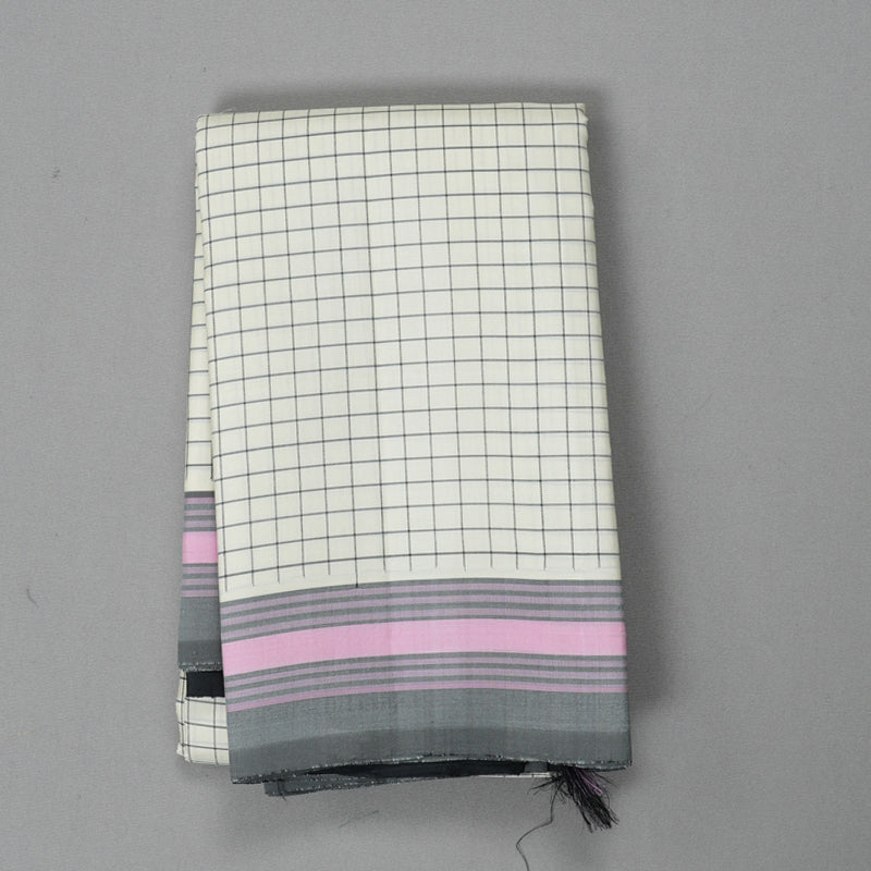 Hayagrivas Handloom Half-White Kanjivaram Silk Saree with Grey Border KBF403F1-3