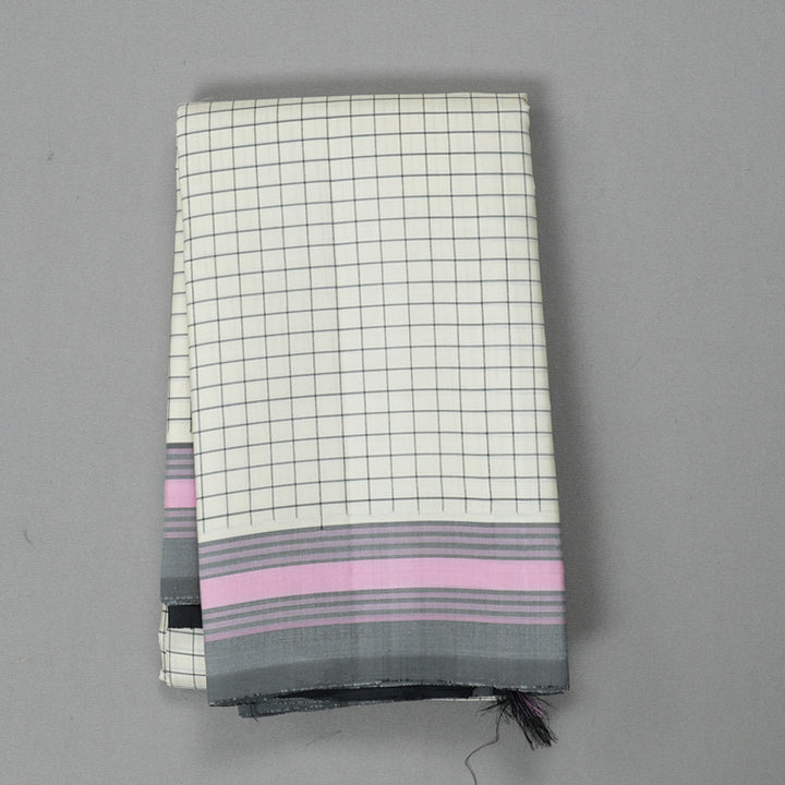 Hayagrivas Handloom Half-White Kanjivaram Silk Saree with Grey Border KBF403F1-3