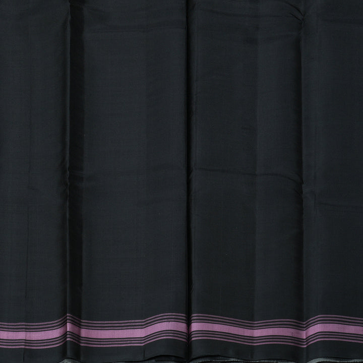 Hayagrivas Handloom Half-White Kanjivaram Silk Saree with Grey Border KBF403F1-3