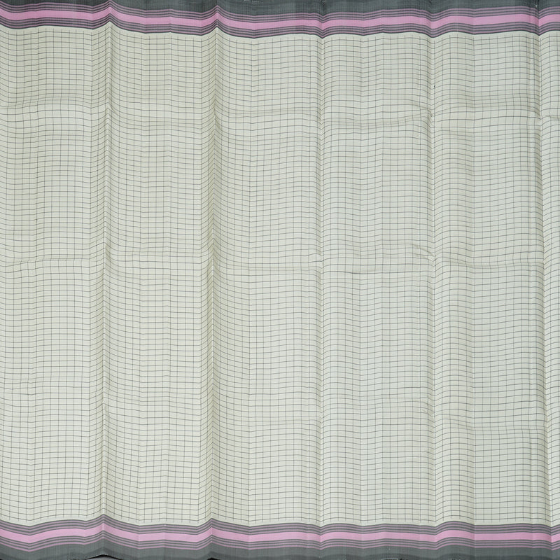 Hayagrivas Handloom Half-White Kanjivaram Silk Saree with Grey Border KBF403F1-3