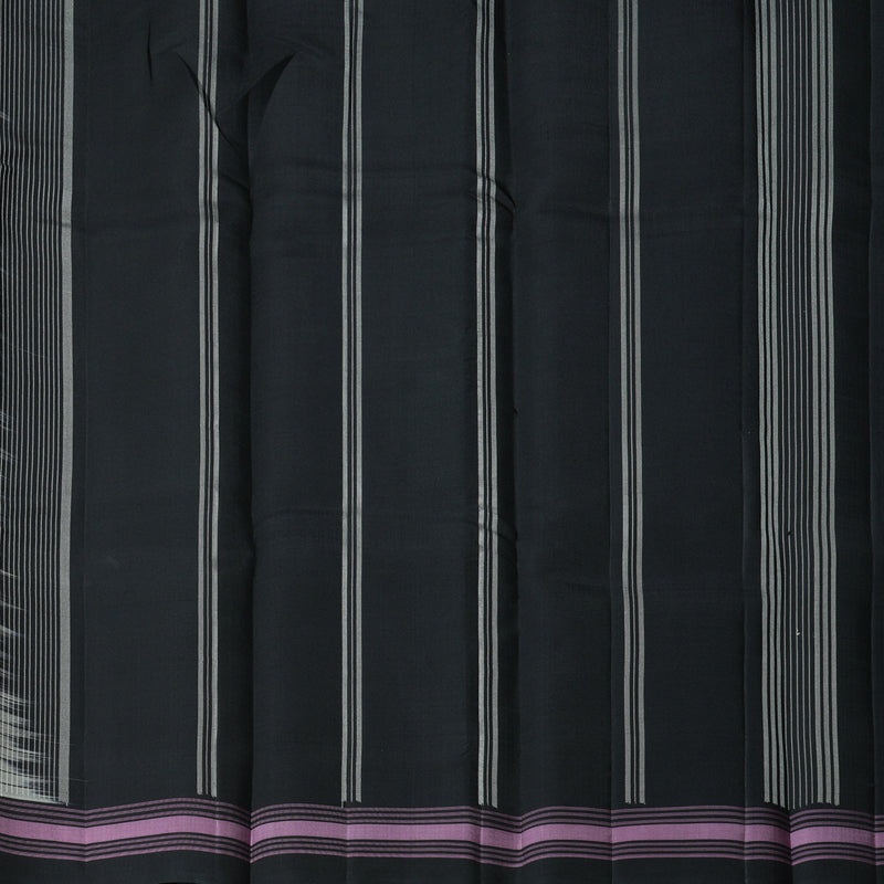 Hayagrivas Handloom Half-White Kanjivaram Silk Saree with Grey Border KBF403F1-3