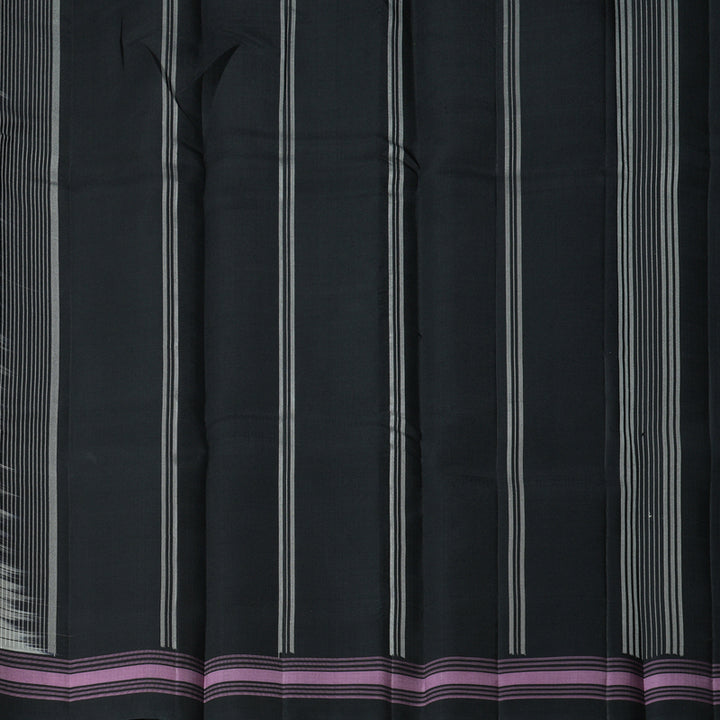 Hayagrivas Handloom Half-White Kanjivaram Silk Saree with Grey Border KBF403F1-3