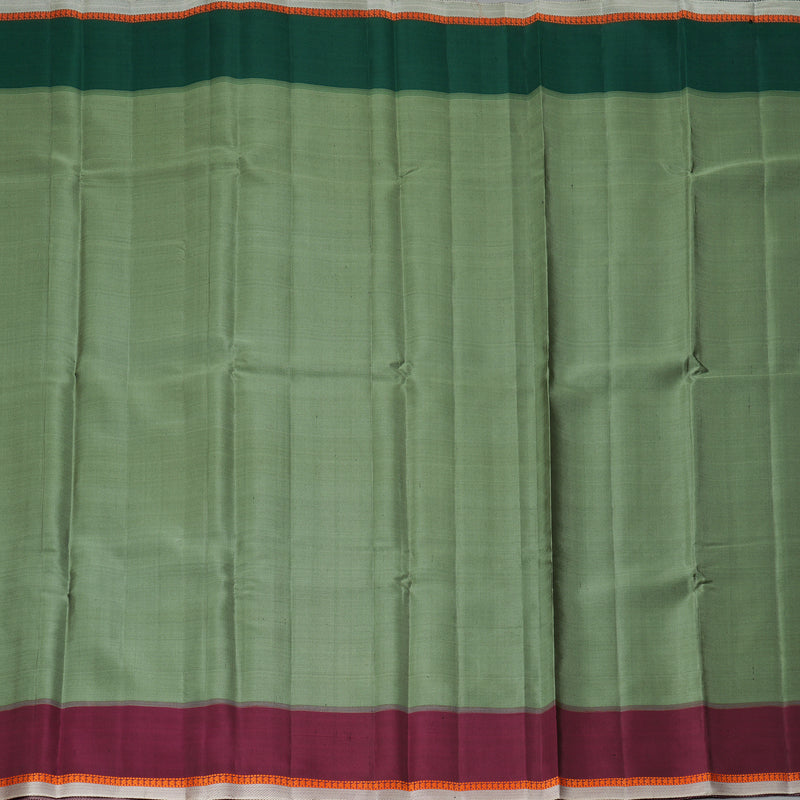 Hayagrivas Handloom Sage Green Kanjivaram Silk Saree with Ganga Jamuna Border KBF403F2-1