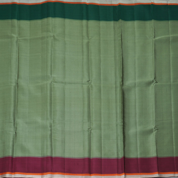 Hayagrivas Handloom Sage Green Kanjivaram Silk Saree with Ganga Jamuna Border KBF403F2-1