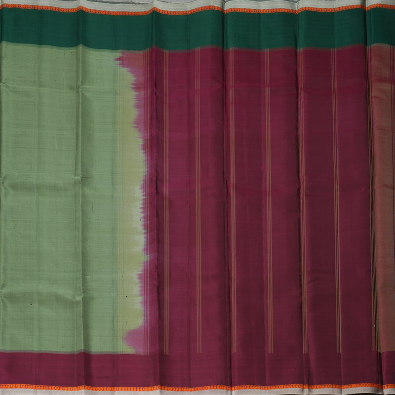 Hayagrivas Handloom Sage Green Kanjivaram Silk Saree with Ganga Jamuna Border KBF403F2-1